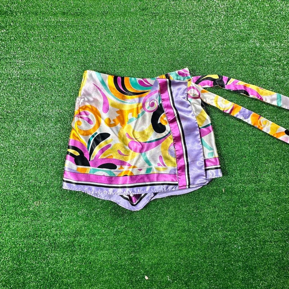 Colorful Silk Mini Skort